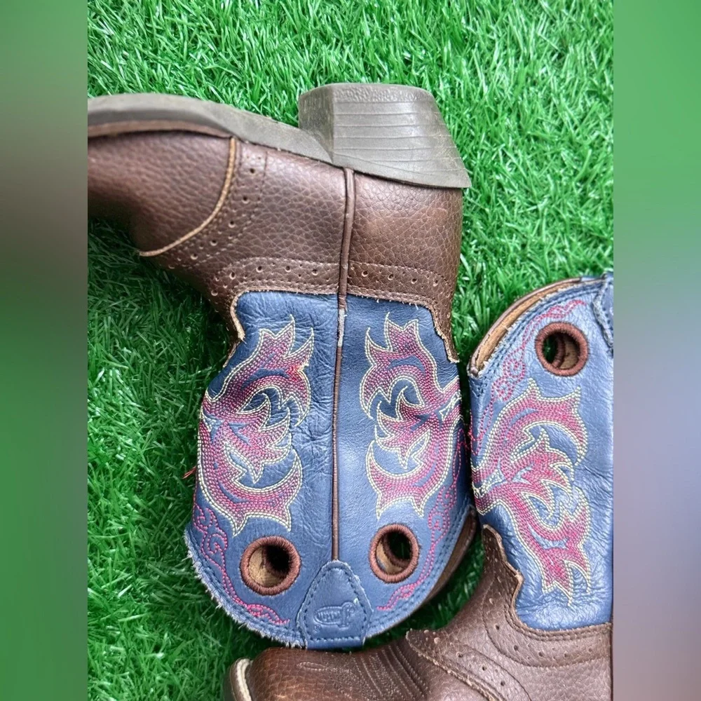 Justin‎ Western Boots Boys Rawhide Saddle Dark Brown 2520JR Size 9D